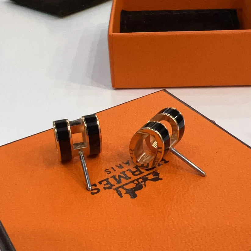 Hermes Pop H Stud Earrings Black Coeur Cult Core
