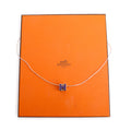 Palladium-Plated Purple Enamel Pop H Cube Pendant Necklace w/ Box