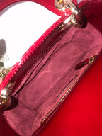 Lady Dior mini red patent Cannage calfskin, light gold hdw Coeur Cult Core