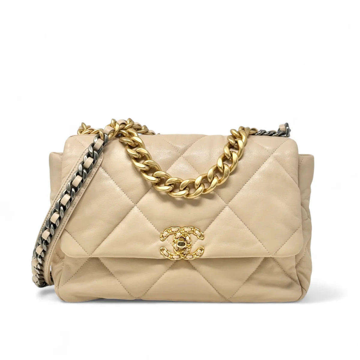 Chanel 19 Beige Medium Flap Coeur Cult Core