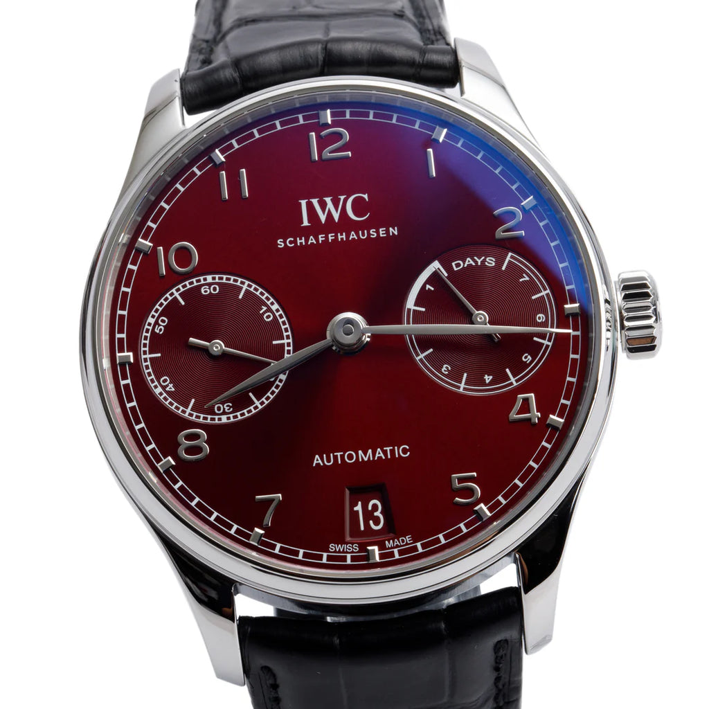 2021 Stainless Steel Portugieser 42.3 MM Automatic Watch Red Dial IW500714 w/ Box &amp; Papers