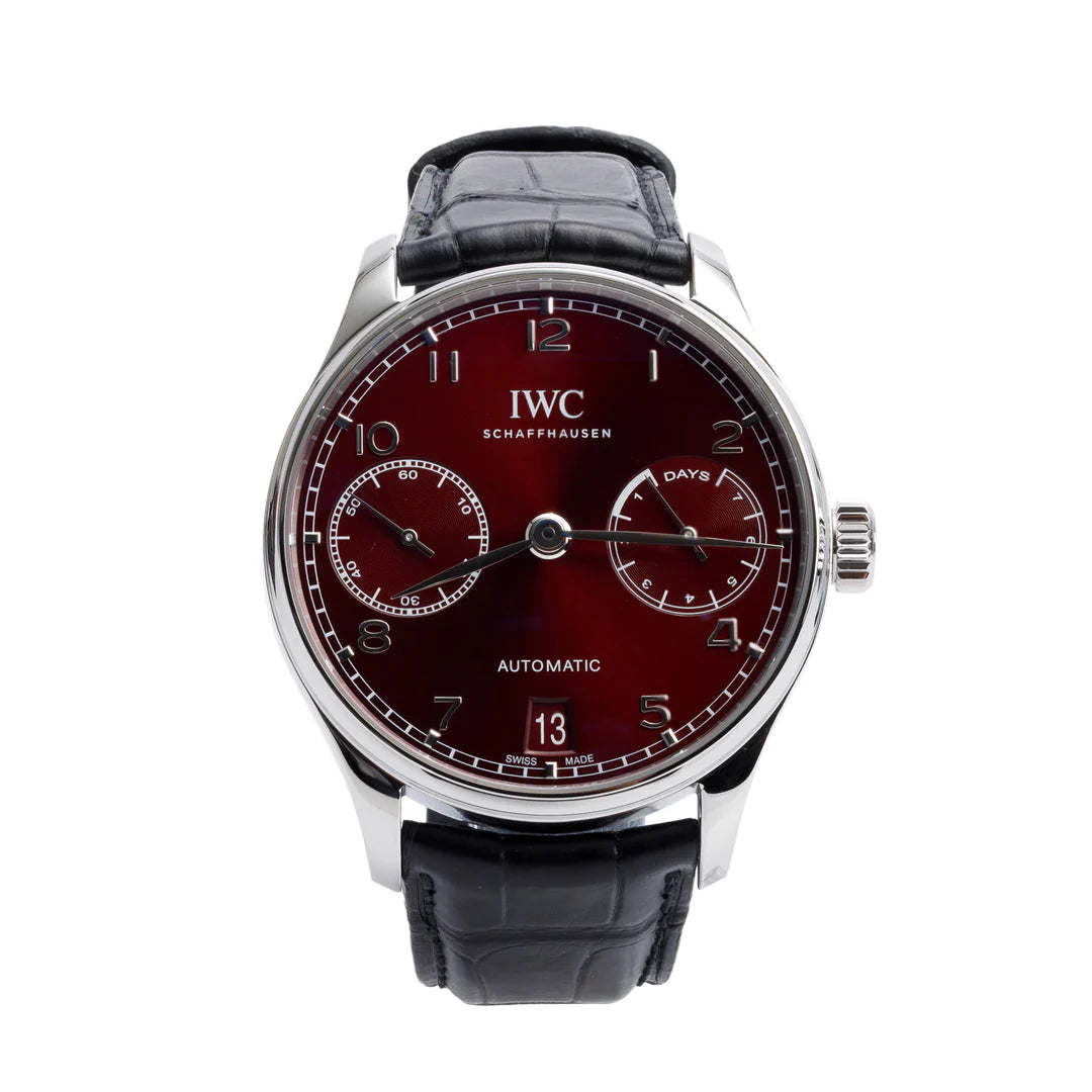 2021 Stainless Steel Portugieser 42.3 MM Automatic Watch Red Dial IW500714 w/ Box &amp; Papers