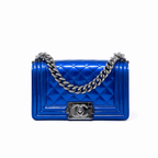 Chanel Blue Patent Small Boy Bag Coeur Cult Core