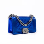 Chanel Blue Patent Small Boy Bag Coeur Cult Core