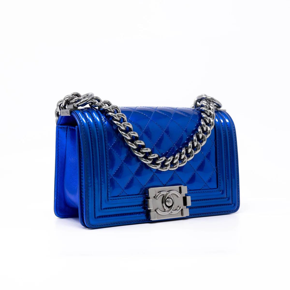 Chanel Blue Patent Small Boy Bag Coeur Cult Core
