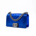 Chanel Blue Patent Small Boy Bag Coeur Cult Core