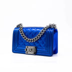 Chanel Blue Patent Small Boy Bag Coeur Cult Core