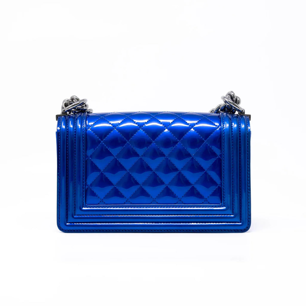 Chanel Blue Patent Small Boy Bag Coeur Cult Core