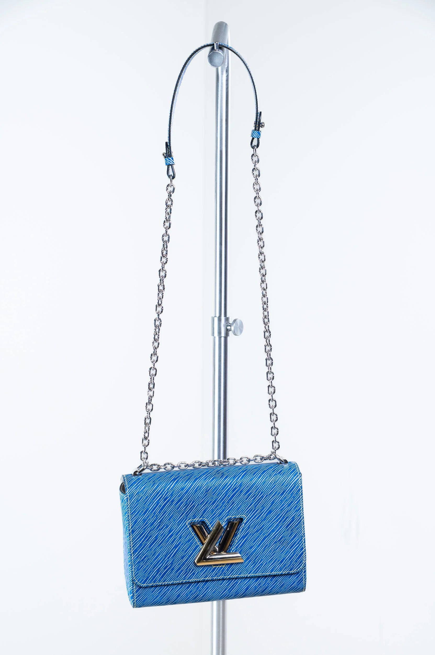 Epi Leather Blue Twist MM Crossbody Bag Coeur Cult Core