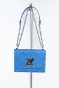 Epi Leather Blue Twist MM Crossbody Bag Coeur Cult Core