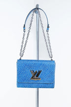 Epi Leather Blue Twist MM Crossbody Bag Coeur Cult Core