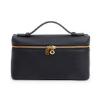 2025 Black Grained Calfskin Leather Extra Pocket L19 Pouch w/ Strap, Box &amp; Receipt