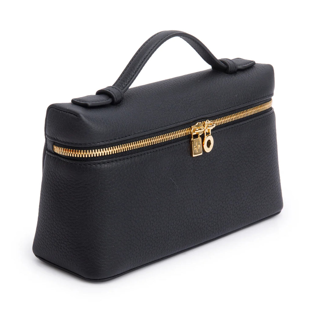 2025 Black Grained Calfskin Leather Extra Pocket L19 Pouch w/ Strap, Box &amp; Receipt