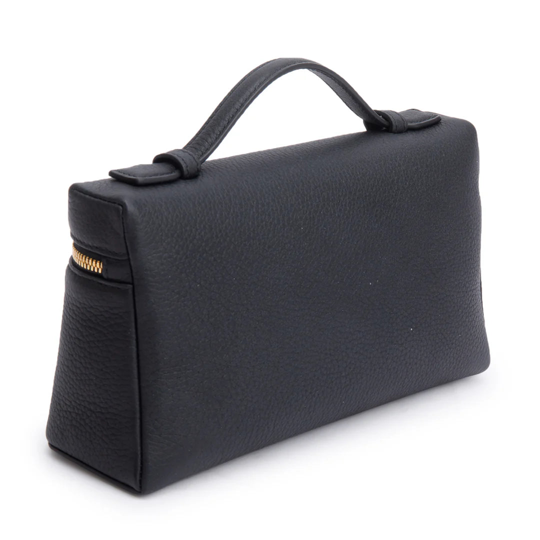 2025 Black Grained Calfskin Leather Extra Pocket L19 Pouch w/ Strap, Box &amp; Receipt