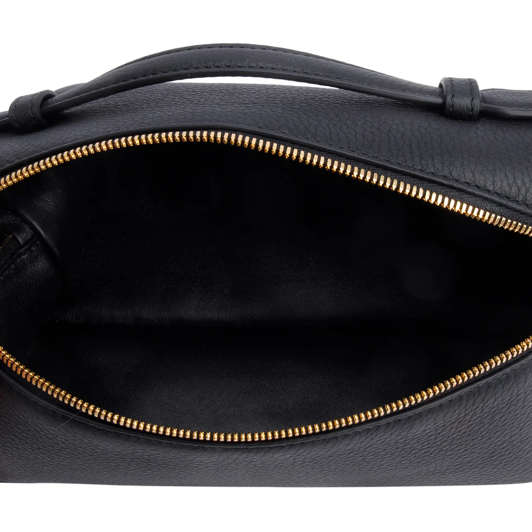 2025 Black Grained Calfskin Leather Extra Pocket L19 Pouch w/ Strap, Box &amp; Receipt