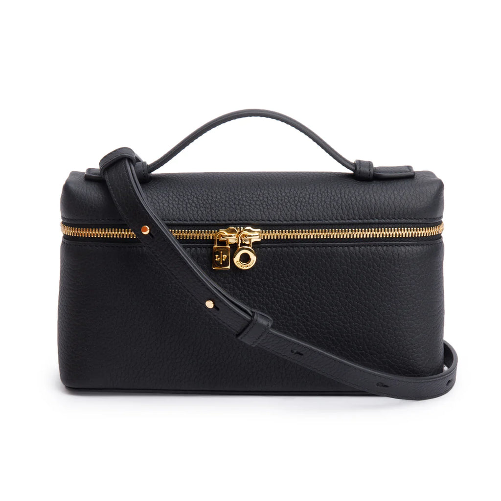 2025 Black Grained Calfskin Leather Extra Pocket L19 Pouch w/ Strap, Box &amp; Receipt