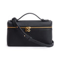2025 Black Grained Calfskin Leather Extra Pocket L19 Pouch w/ Strap, Box &amp; Receipt