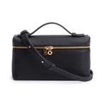 2025 Black Grained Calfskin Leather Extra Pocket L19 Pouch w/ Strap, Box &amp; Receipt