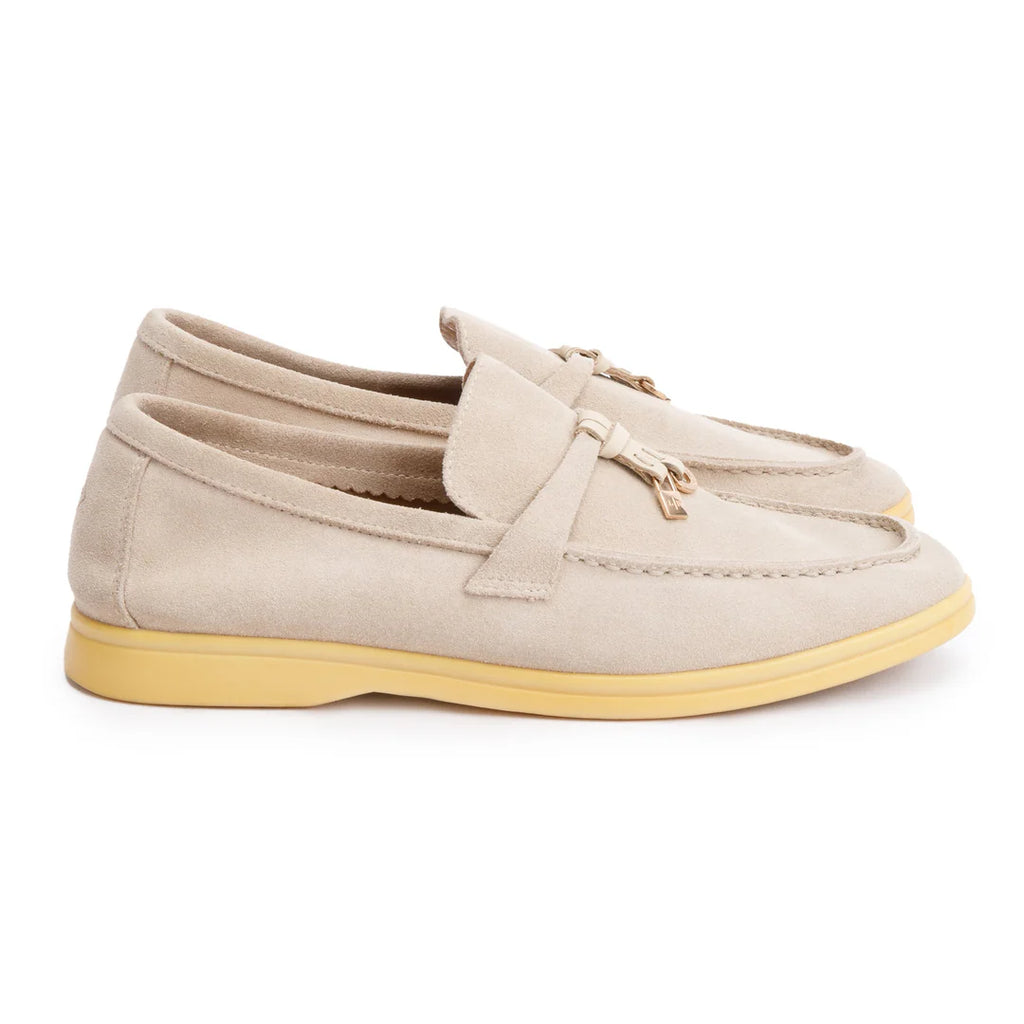 Taupe Suede Summer Charms Walk Loafers, Size 40