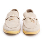 Taupe Suede Summer Charms Walk Loafers, Size 40