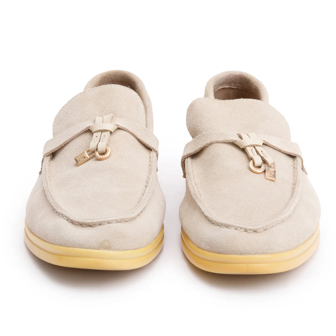 Taupe Suede Summer Charms Walk Loafers, Size 40