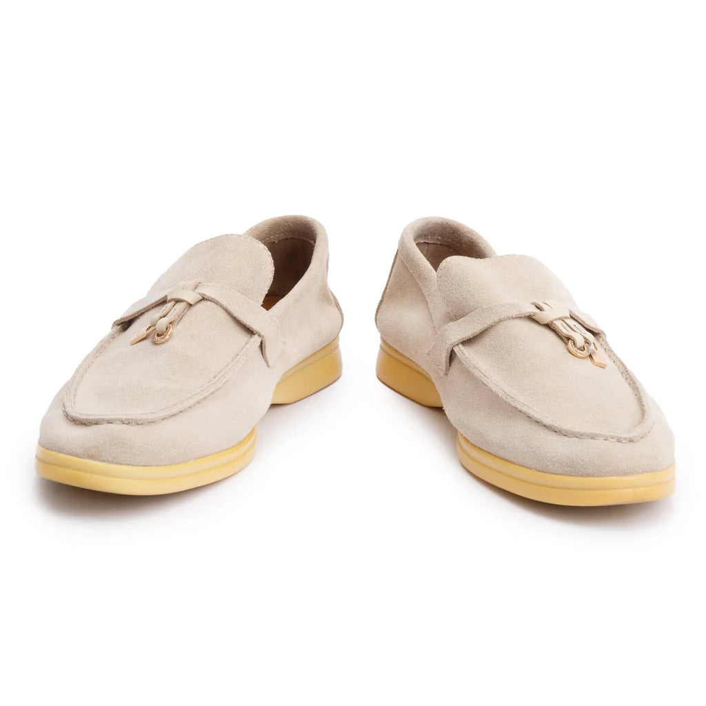 Taupe Suede Summer Charms Walk Loafers, Size 40