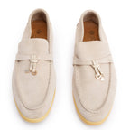 Taupe Suede Summer Charms Walk Loafers, Size 40