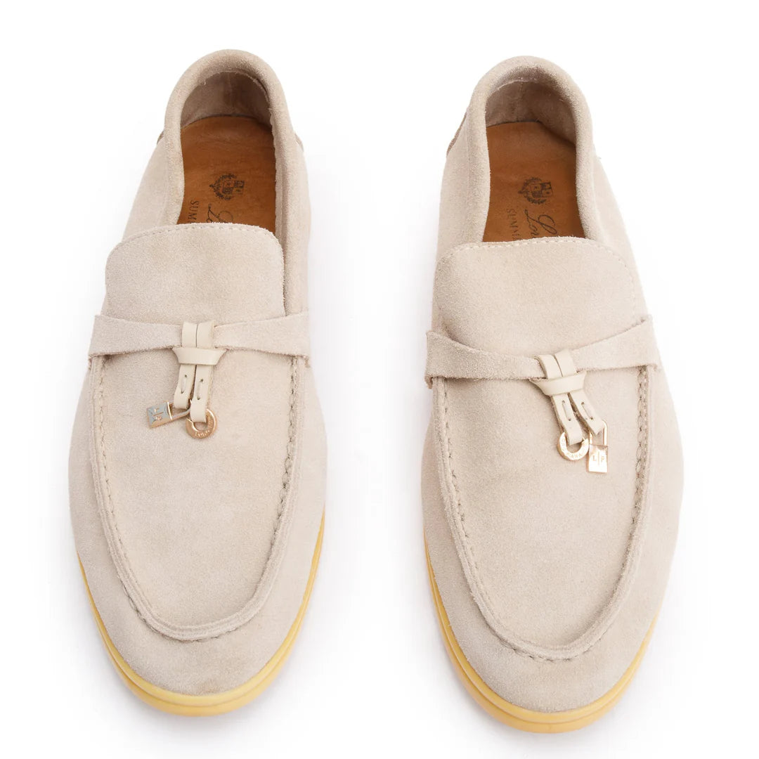 Taupe Suede Summer Charms Walk Loafers, Size 40