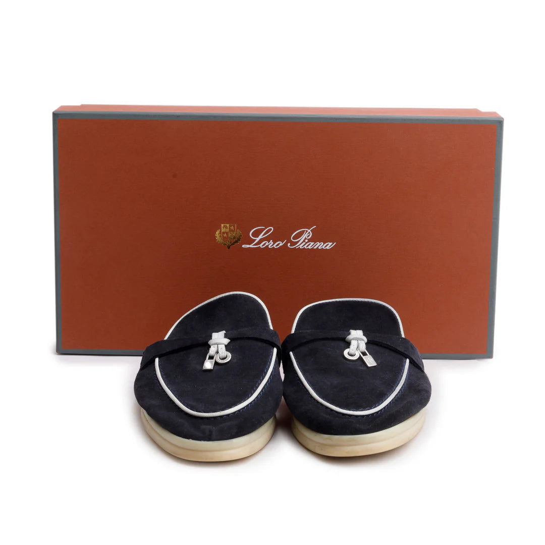 Black Suede Summer Charms Walk Mules, Size 37.5 w/ Box