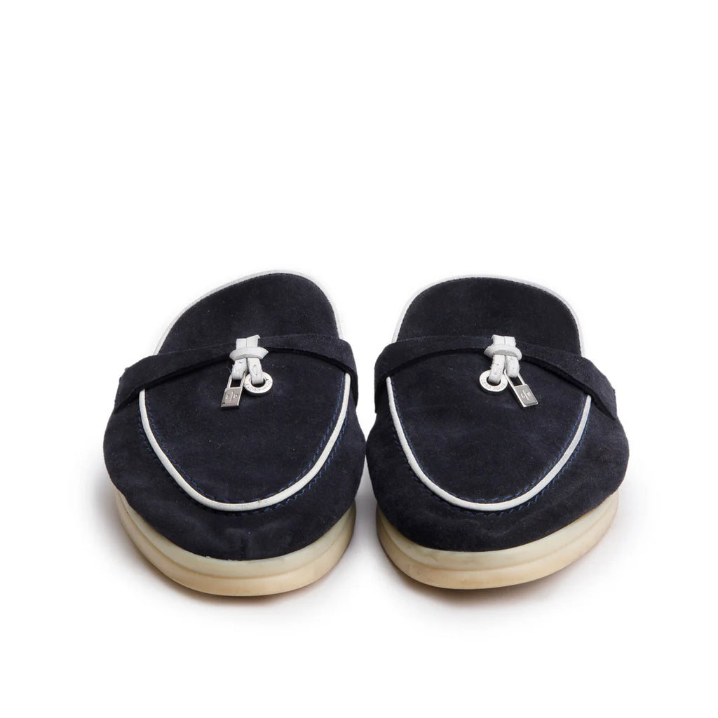 Black Suede Summer Charms Walk Mules, Size 37.5 w/ Box