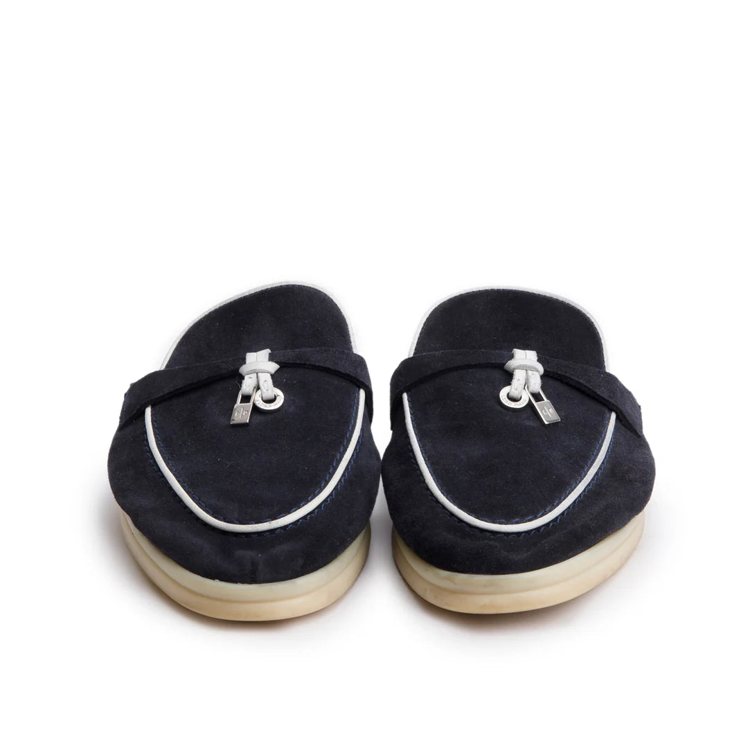 Black Suede Summer Charms Walk Mules, Size 37.5 w/ Box