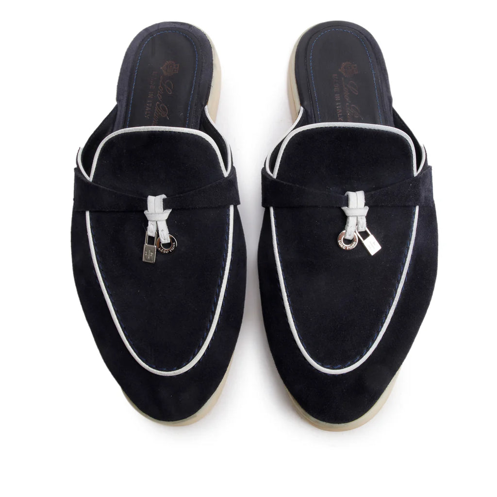 Black Suede Summer Charms Walk Mules, Size 37.5 w/ Box