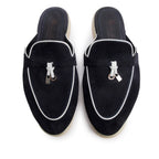Black Suede Summer Charms Walk Mules, Size 37.5 w/ Box