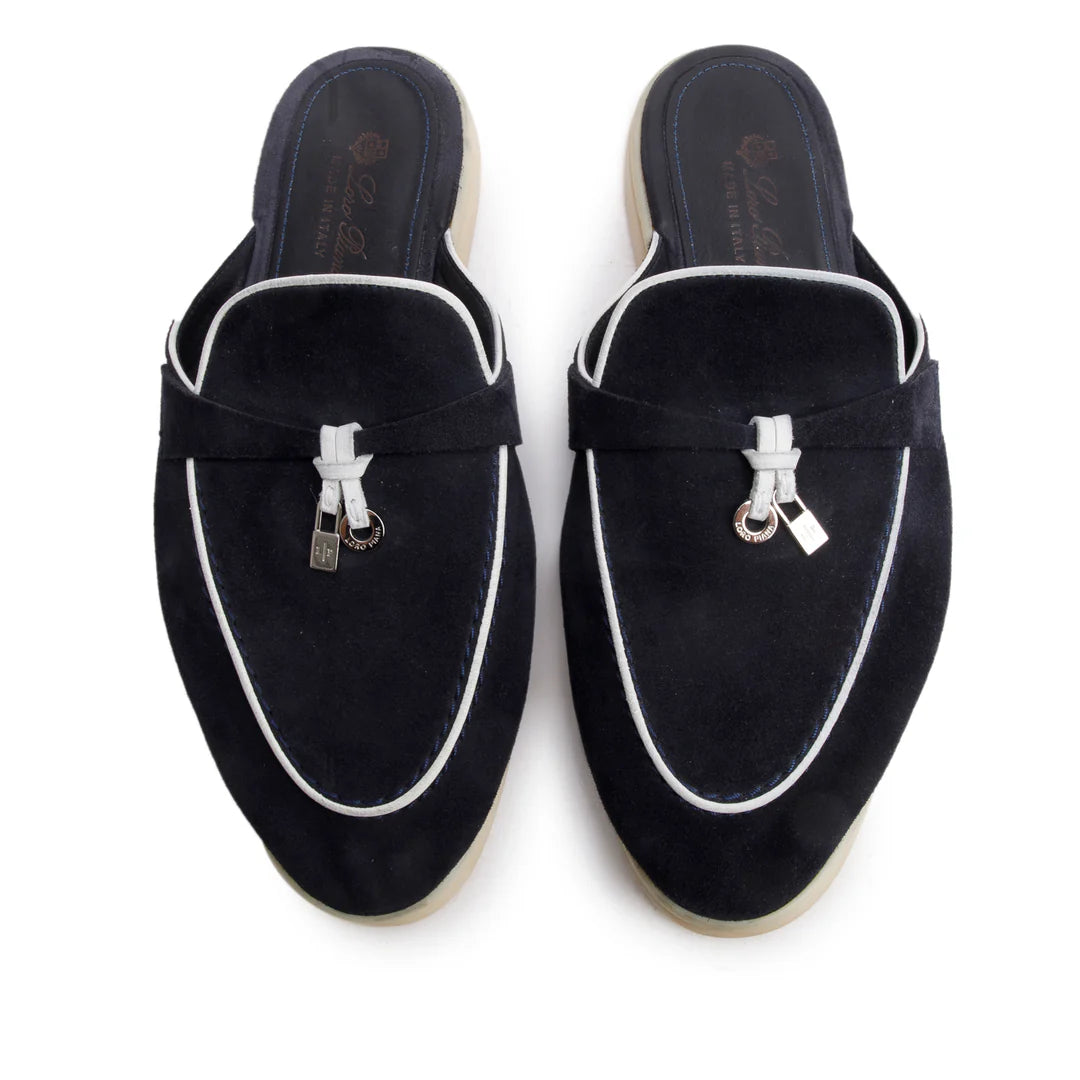 Black Suede Summer Charms Walk Mules, Size 37.5 w/ Box