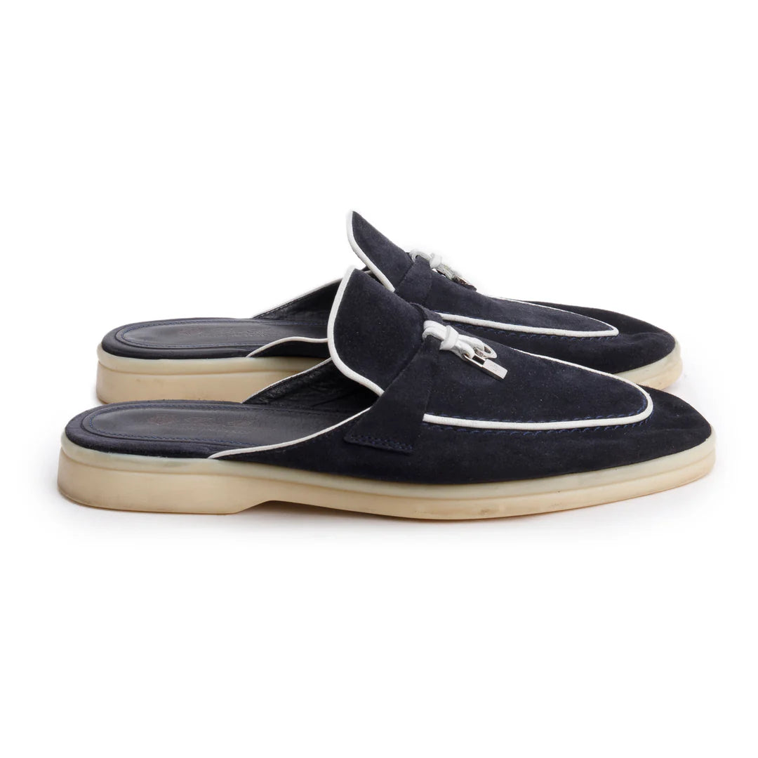 Black Suede Summer Charms Walk Mules, Size 37.5 w/ Box