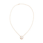 18k Rose Gold &amp; White Mother of Pearl Color Blossom Sun Pendant Necklace w/ Box