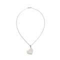 18k White Gold Pave Diamond Heart Locket Pendant Necklace