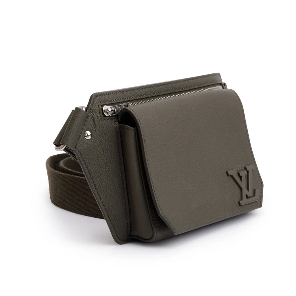 2022 Green Grained Calfskin Aerogram Takeoff Sling Bag w/ Box