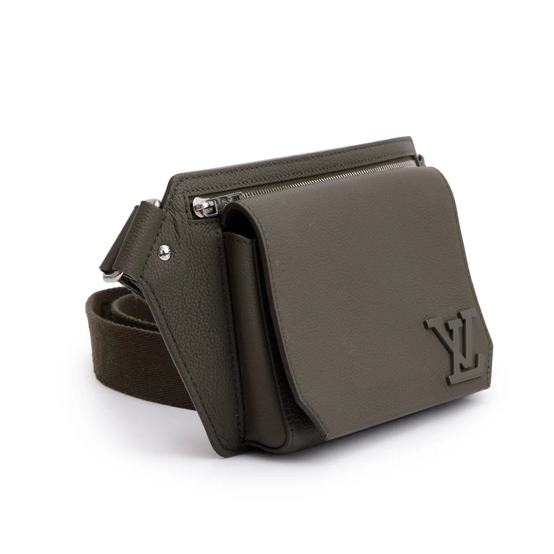 2022 Green Grained Calfskin Aerogram Takeoff Sling Bag w/ Box