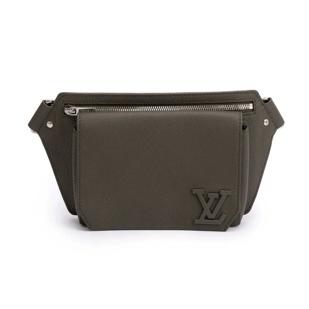 2022 Green Grained Calfskin Aerogram Takeoff Sling Bag w/ Box