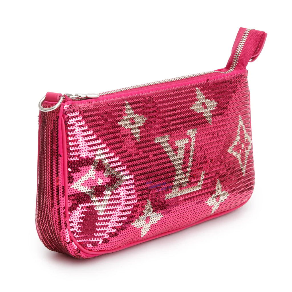 2023 Fuchsia Silver Monogram Giant Sequins Pochette Accessoires w/ Receipt
