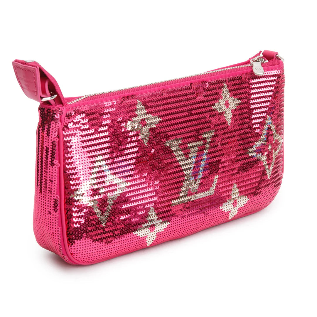 2023 Fuchsia Silver Monogram Giant Sequins Pochette Accessoires w/ Receipt