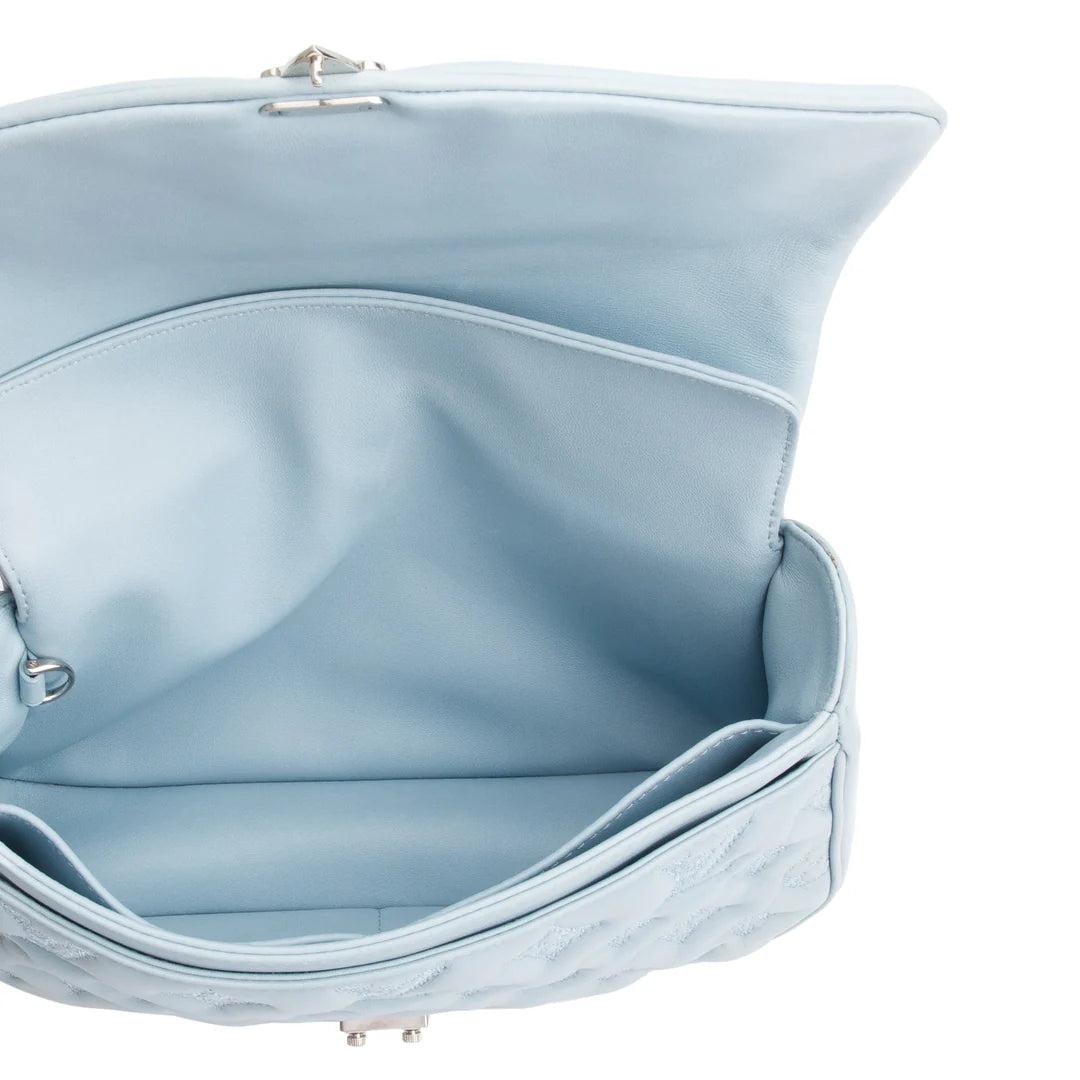 Blue Lambskin Mama Broderie Bag