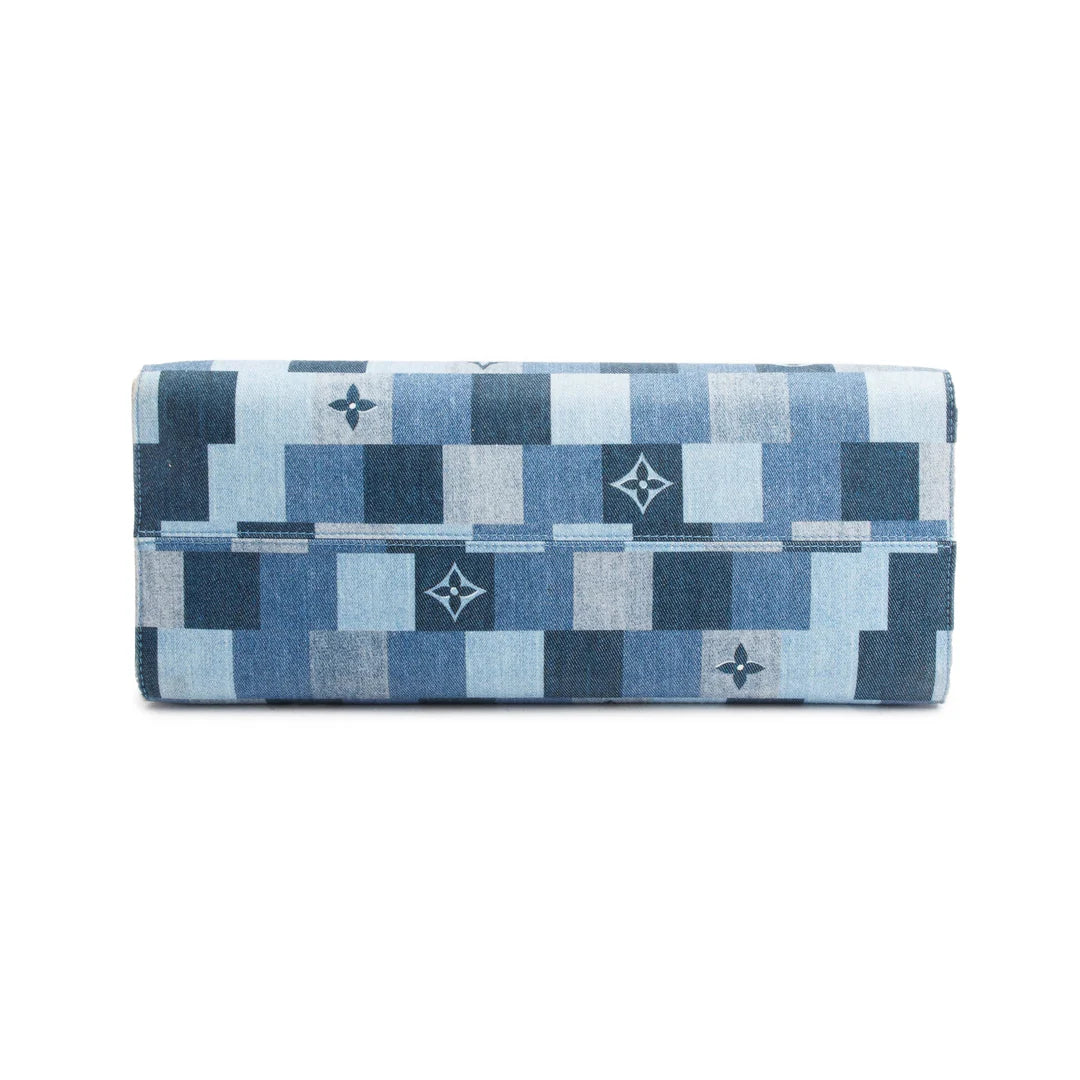 Blue Monogram Damier Denim OnTheGo GM w/ Box &amp; Receipt