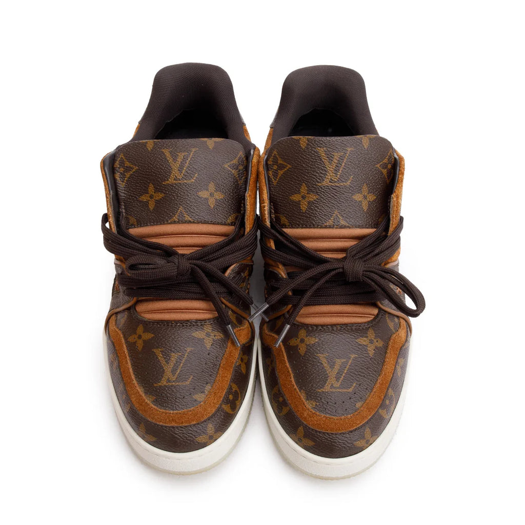 Brown Monogram Canvas Suede Calf LV Trainer Sneakers, Size 6 w/ Box &amp; Receipt