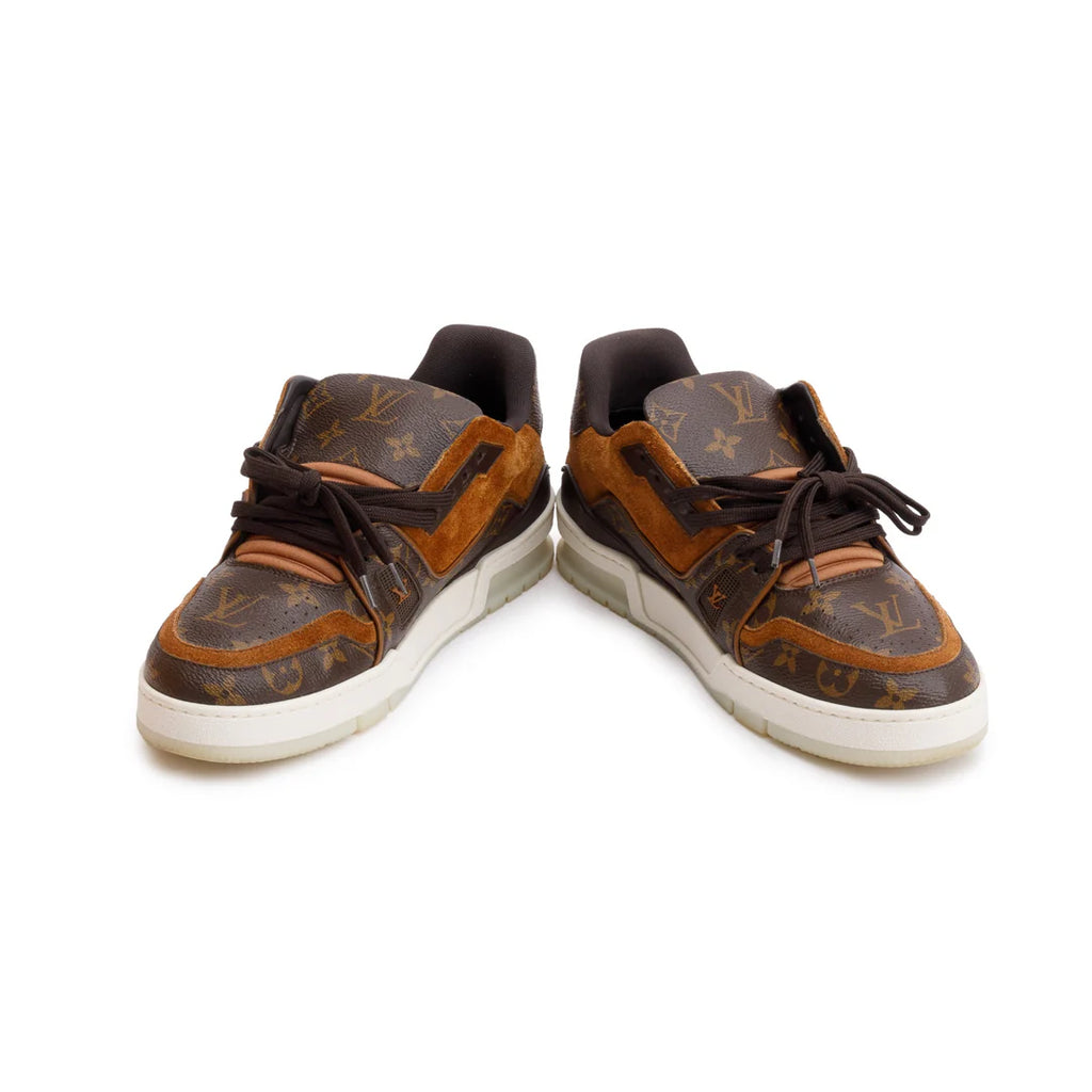 Brown Monogram Canvas Suede Calf LV Trainer Sneakers, Size 6 w/ Box &amp; Receipt