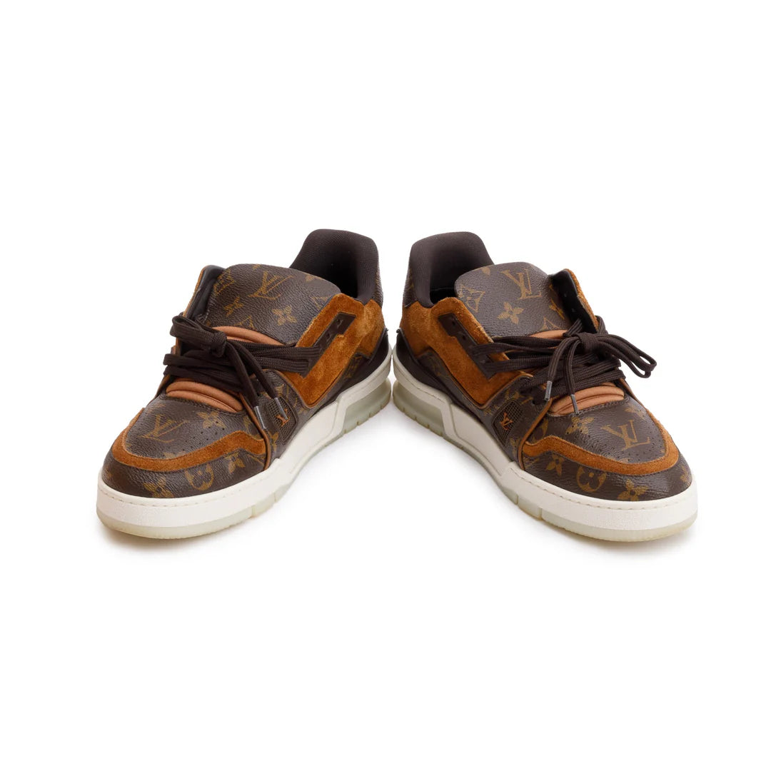 Brown Monogram Canvas Suede Calf LV Trainer Sneakers, Size 6 w/ Box &amp; Receipt