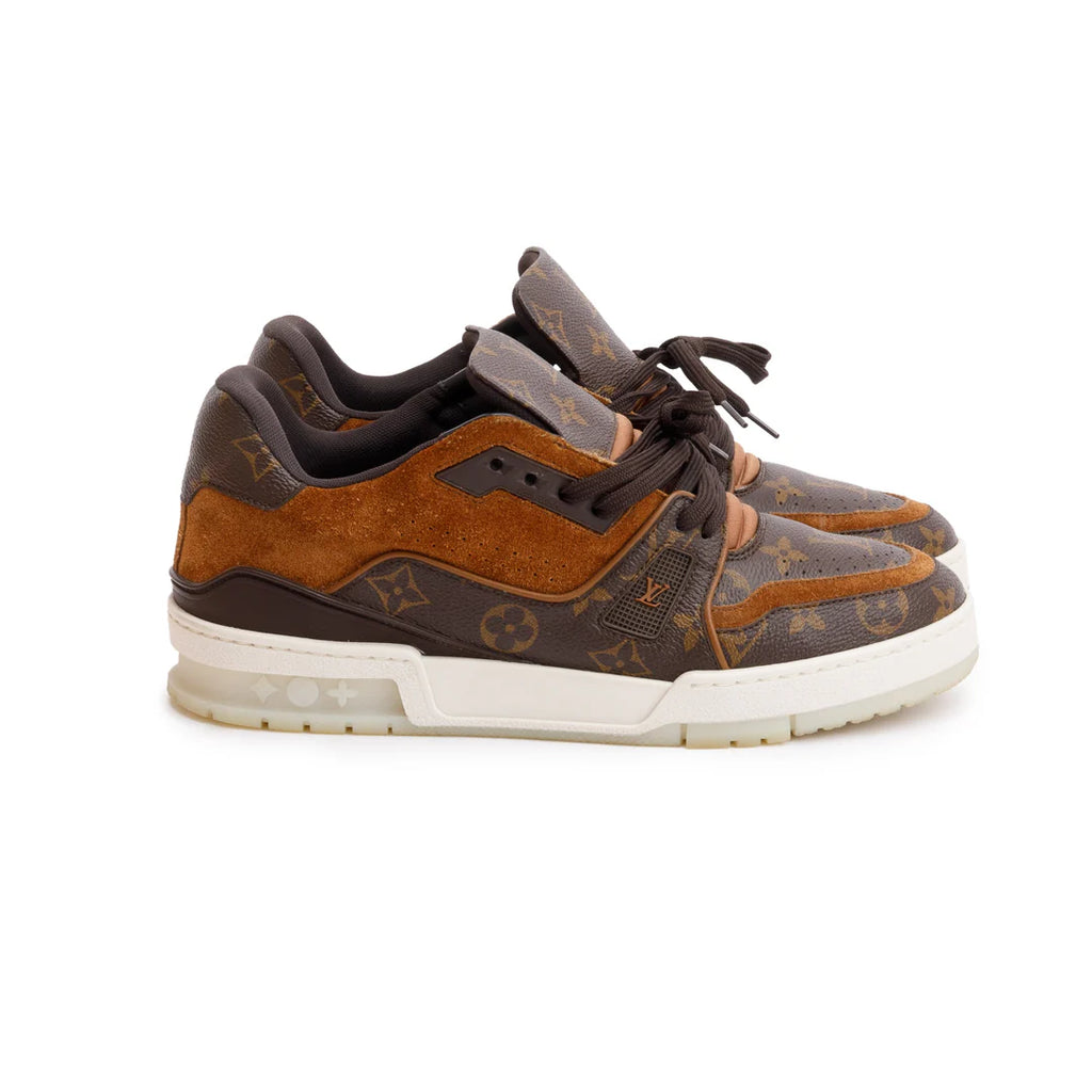 Brown Monogram Canvas Suede Calf LV Trainer Sneakers, Size 6 w/ Box &amp; Receipt