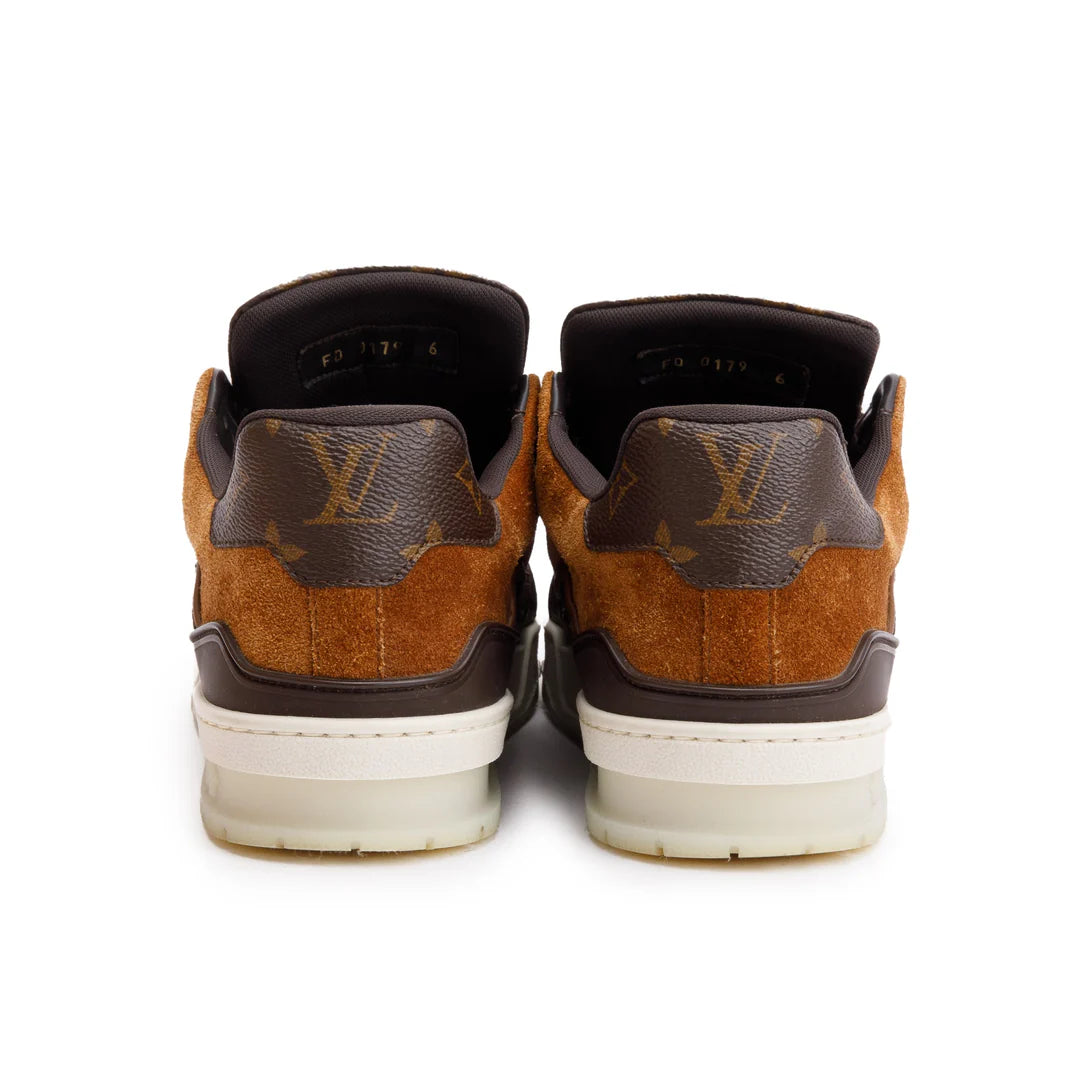 Brown Monogram Canvas Suede Calf LV Trainer Sneakers, Size 6 w/ Box &amp; Receipt