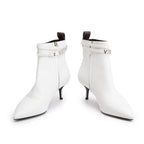 White Leather Callback Ankle Boots, Size 40 w/ Box Coeur Cult Core